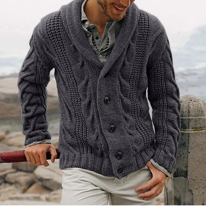 Herren Herbst Jacke Übergangsjacke Sweatjacke Sweater Strickjacke mit Zopfmuster