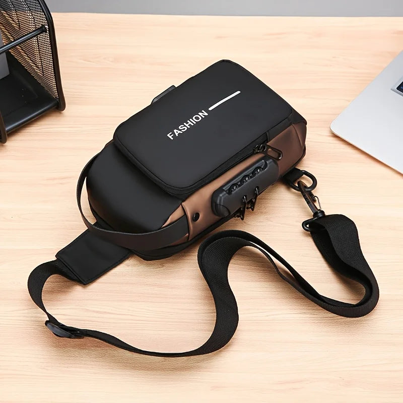 Zaino Monospalla Borsa Da Petto Marsupio Per Uomo Borsello Moto con Porta USB