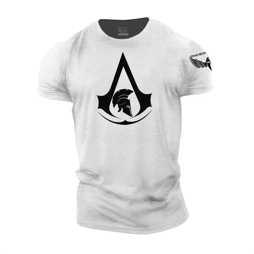 GYM Shirt Sport T-Shirt Herren Fitness Sportswear Streetwear Sparta Helm Top