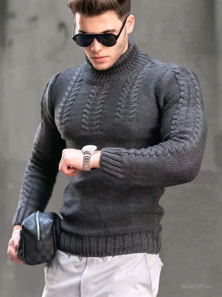 Herren Rollkragen Pullover Sweatshirt Pulli Zipper Sweater Shirt Langarmshirt