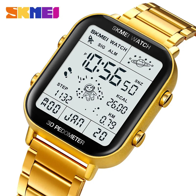 Herren Armbanduhr Digital Uhr Silber Edelstahl Quarzuhr Luxus Chronograph