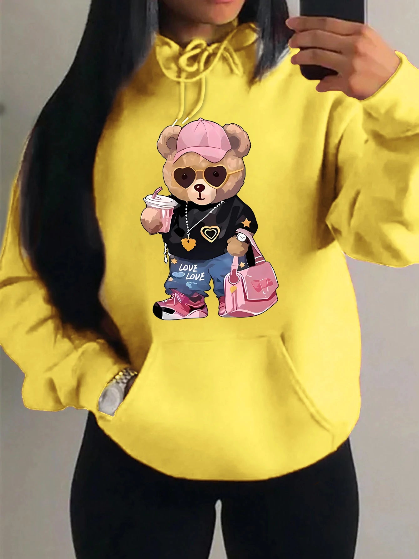 Teddybär Kapuzenpullover Sweatshirt Fleece Hoodie Pulli Damen Kapuzenpulli Shirt