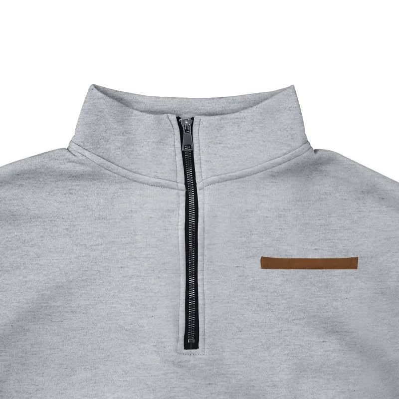 Herren Pullover Fleece Sweatshirt Troyer Pulli Sweater Stehkragen Langarmpulli