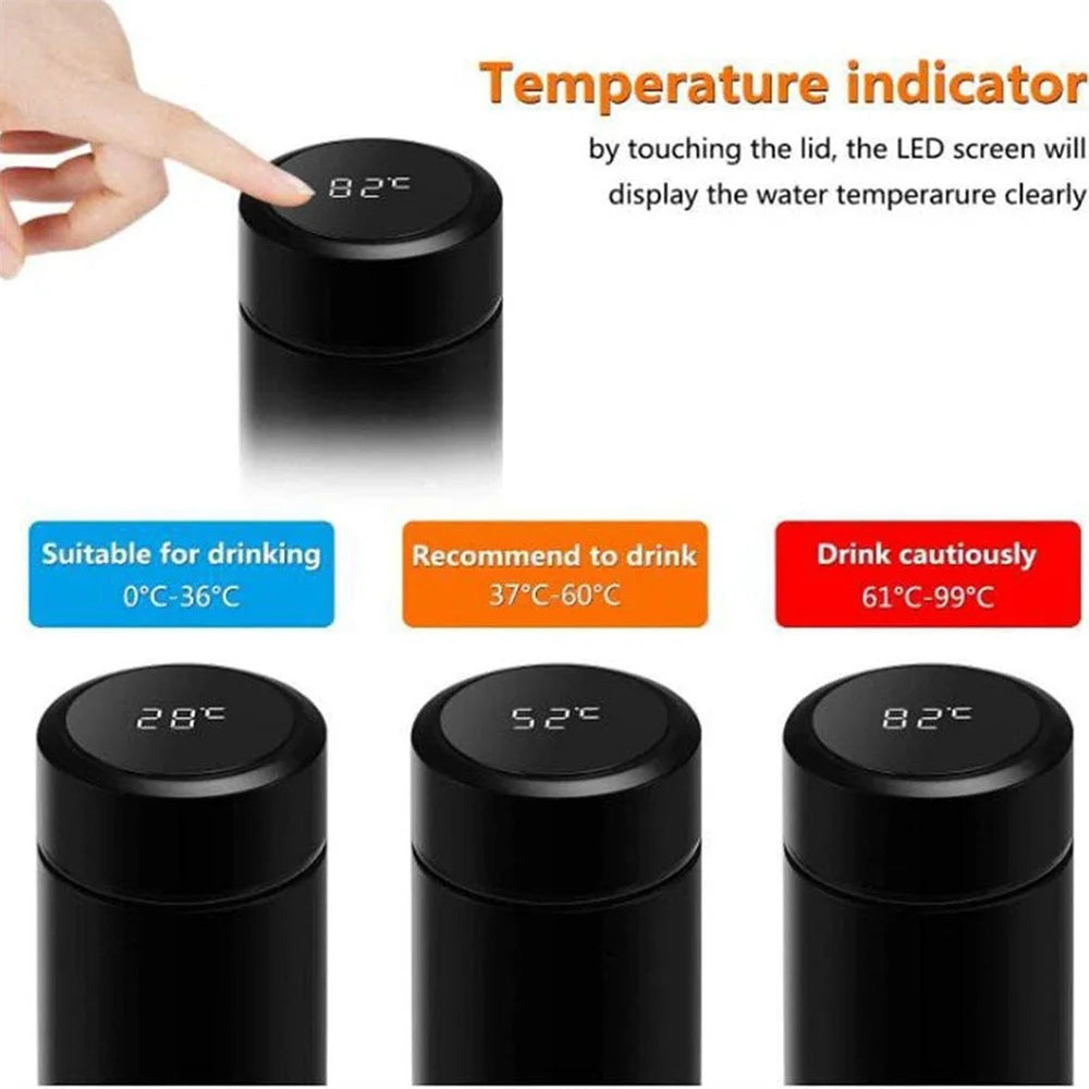Thermosflasche LCD Temperaturanzeige Edelstahl Isolierflasche Trinkflasche 500ml
