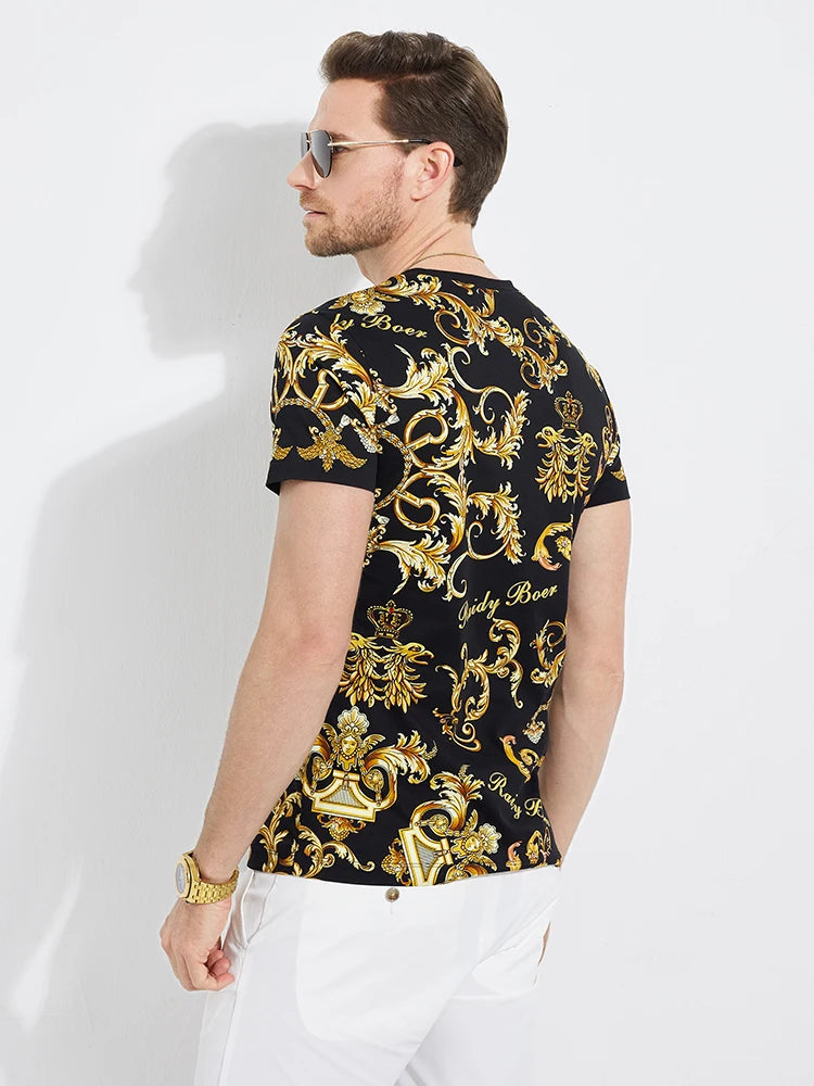 Herren Fashion Barock Stil 3D T-Shirt Rundhals Unisex Sommer Streetwear Hemd