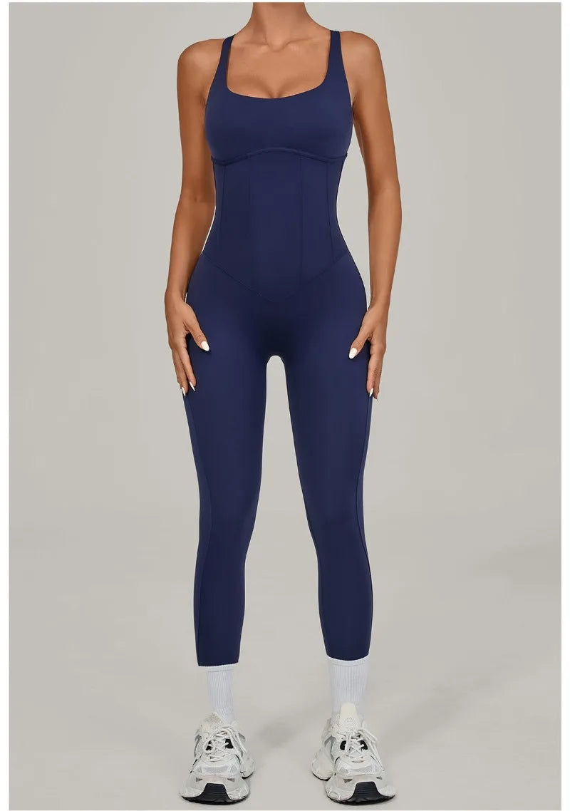Tuta intera Sportiva Donna Rompers Pantaloni Yoga Palestra Sexy Jumpsuit Tutina