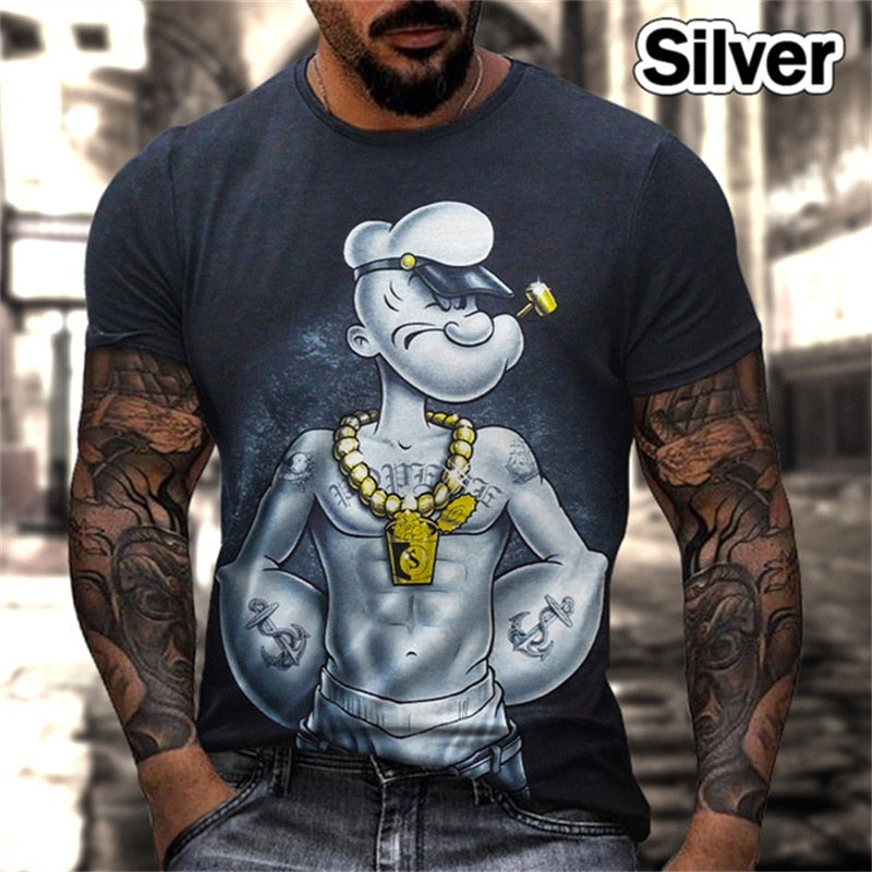 Herren Fashion Vintage 3D T-Shirt Rundhals Unisex Sommer Streetwear