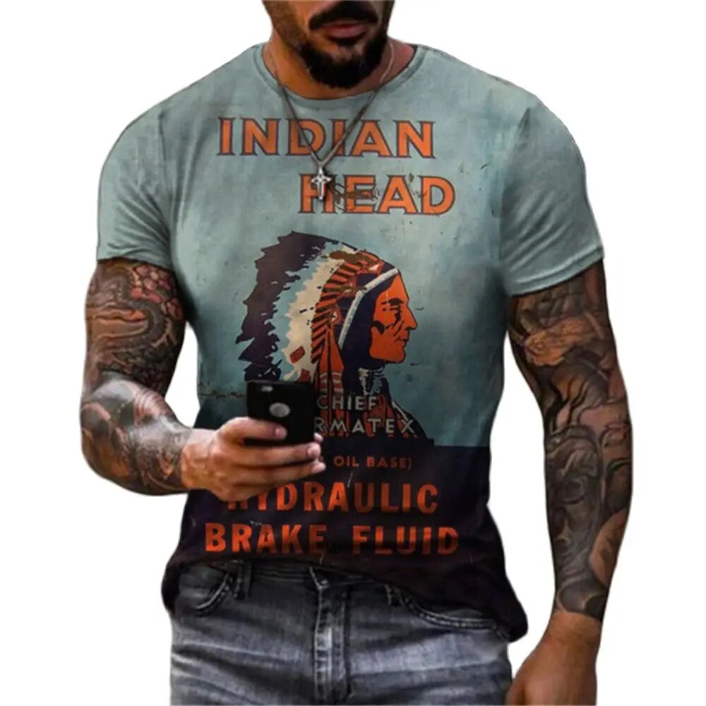 Herren Fashion Vintage 3D T-Shirt Rundhals Unisex Sommer Streetwear