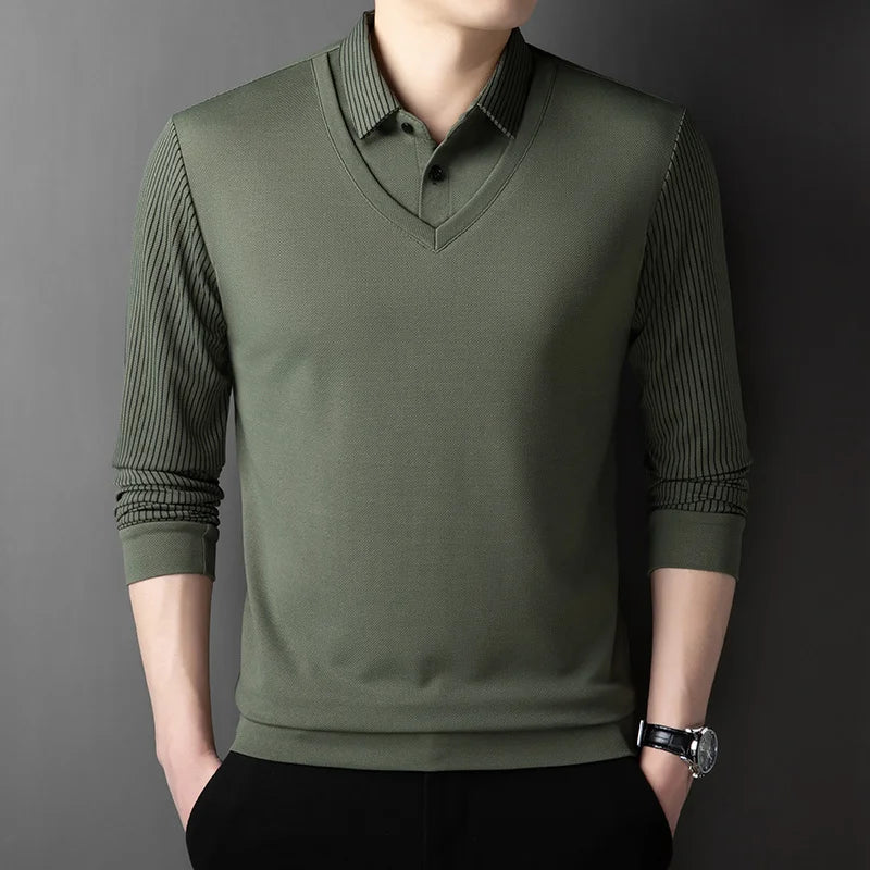 Herren Poloshirt POLO Shirt T-Shirt Langarm Zipper Hemd Fashion Polohemd Top NEU