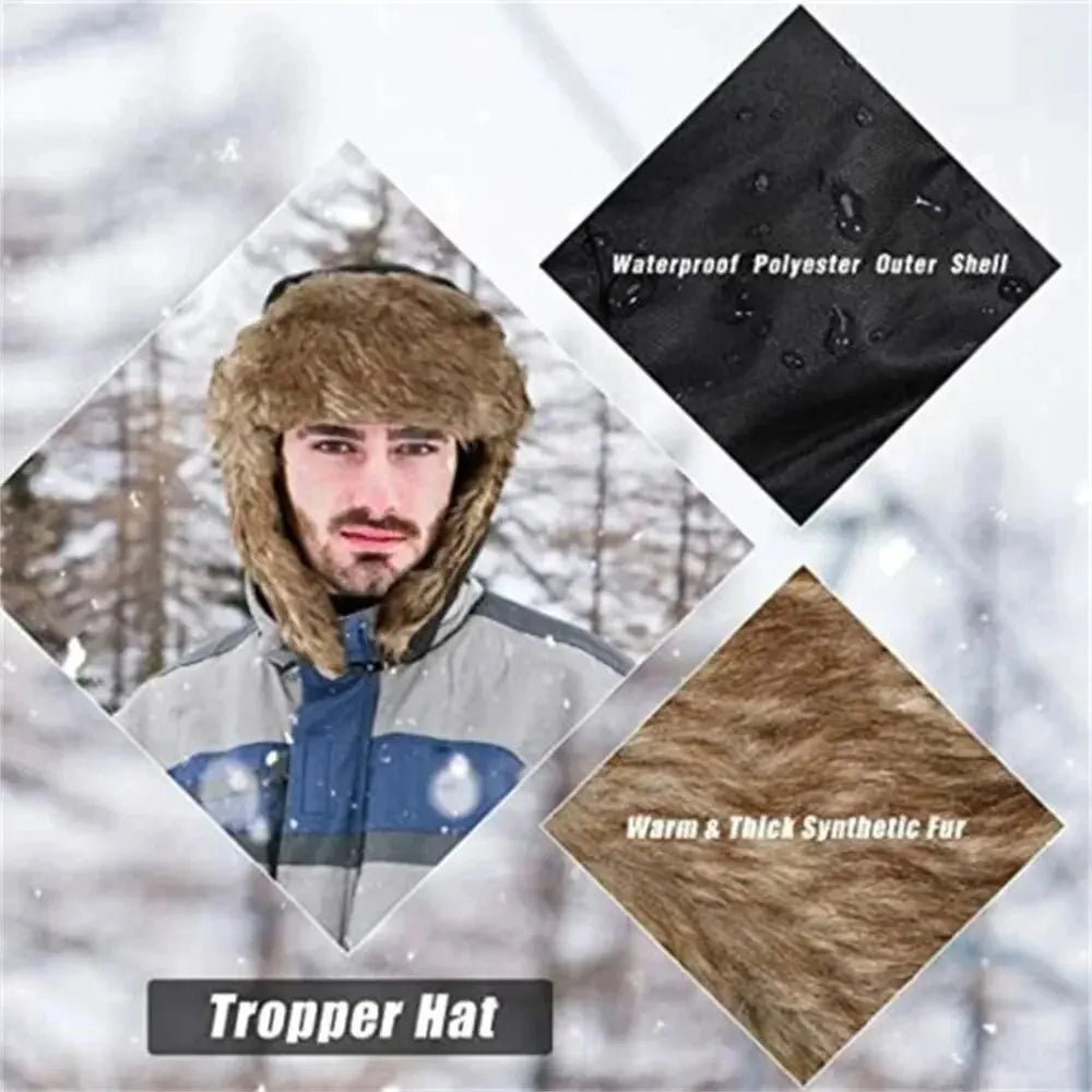 Fliegermütze Wintermütze Trapper Fellmütze Hut Pilotenmütze Mütze Ohrenmütze