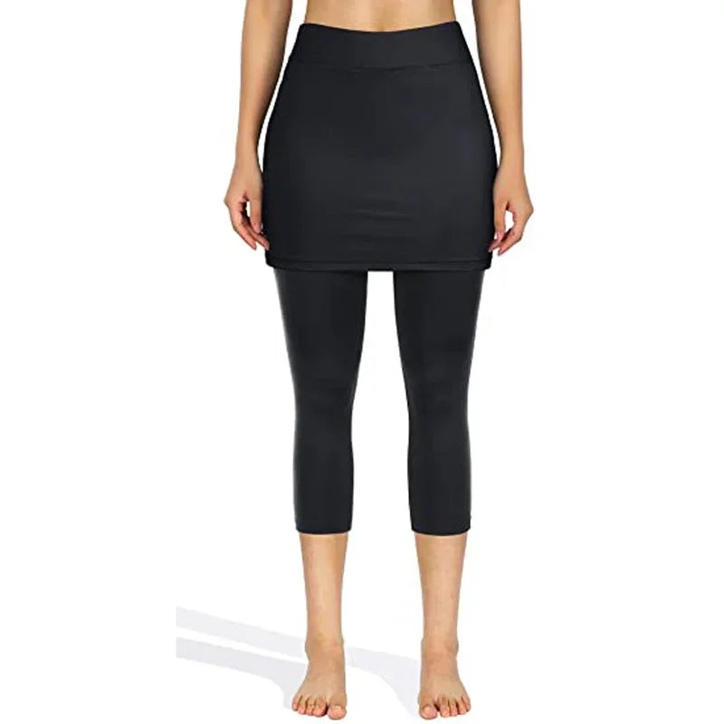 Yoga Leggings Mini Kleid Damen Hose Fitness Hosenrock Leggins Rock Tennisrock