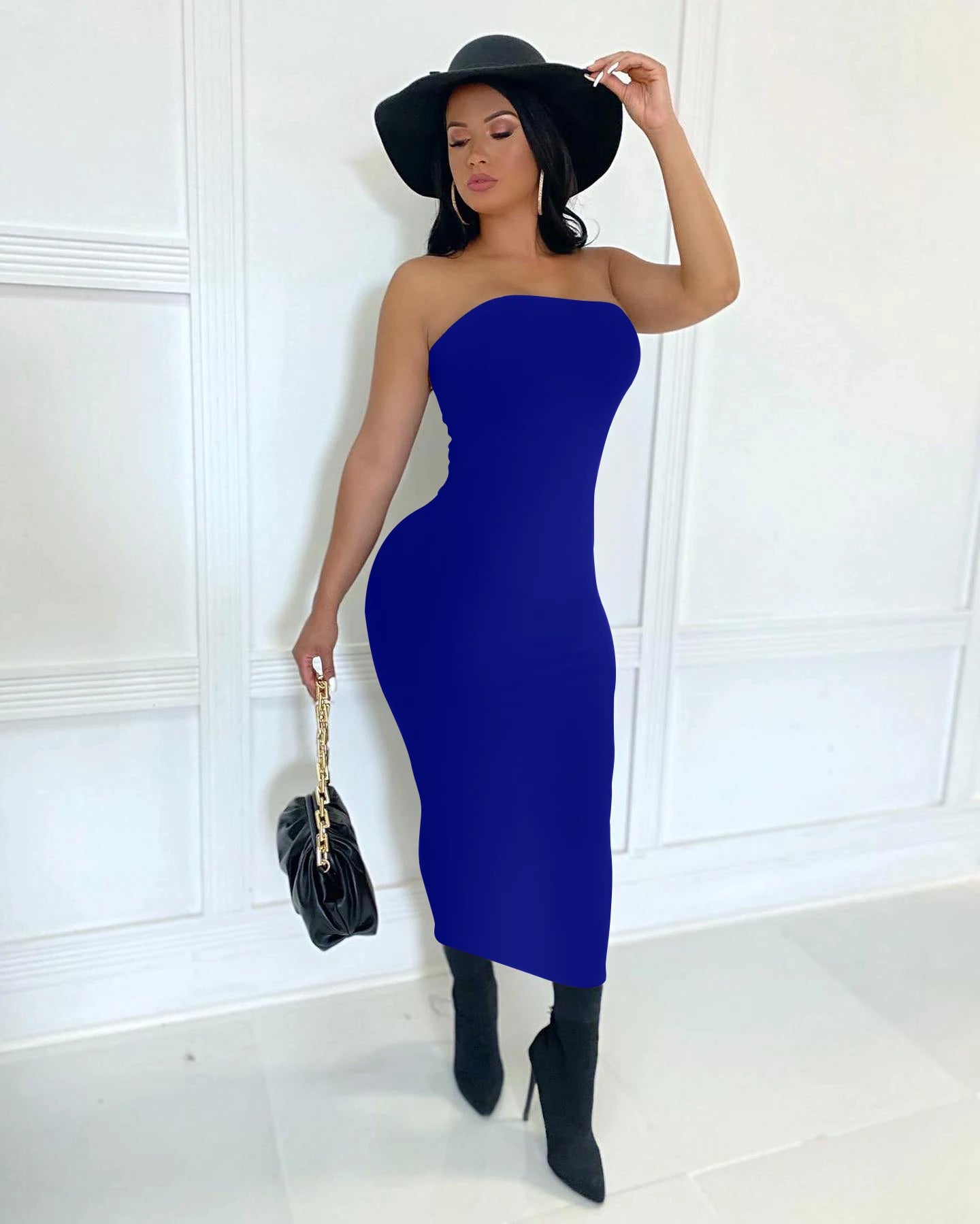 Damen Trägerloses Kleid Rock Rückenfrei Cocktailkleid Abendkleid Partykleid