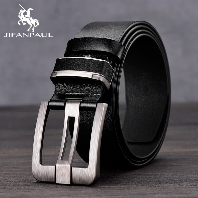 Fashion Jeansgürtel Herren Eckig Schnalle Echt Leder Gürtel Ledergürtel Schwarz