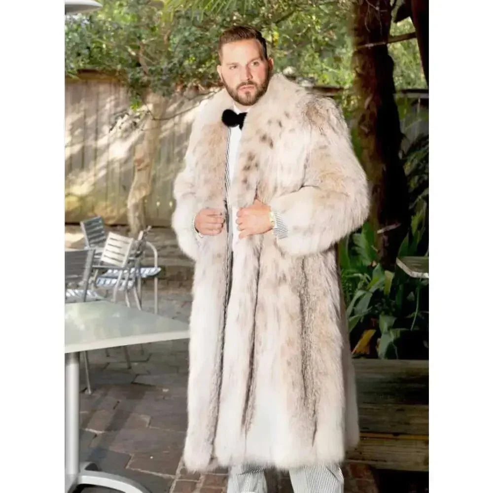 Herren Wintermantel Pelzmantel Kunstpelzmantel Herrenmantel Kunstpelz Mantel