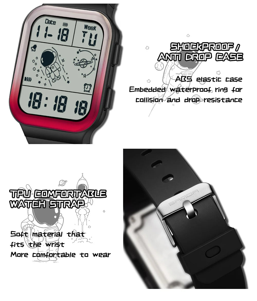 Herren Armbanduhr Digital Uhr Silber Edelstahl Quarzuhr Luxus Chronograph