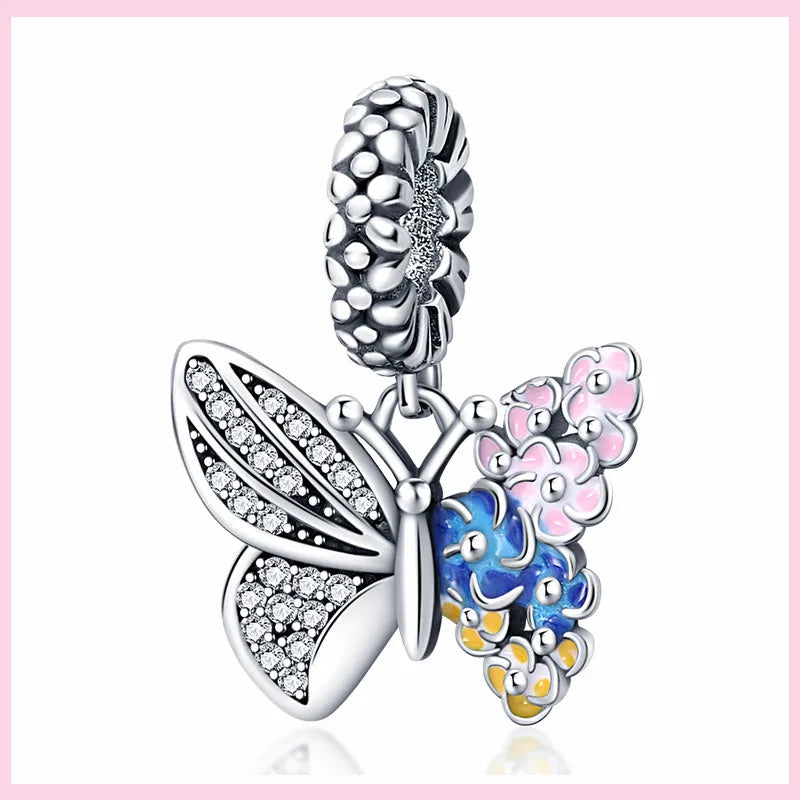 Charms Anhänger 925er Sterling Silber Armband Muranoglasperlen Damen Glas Beads