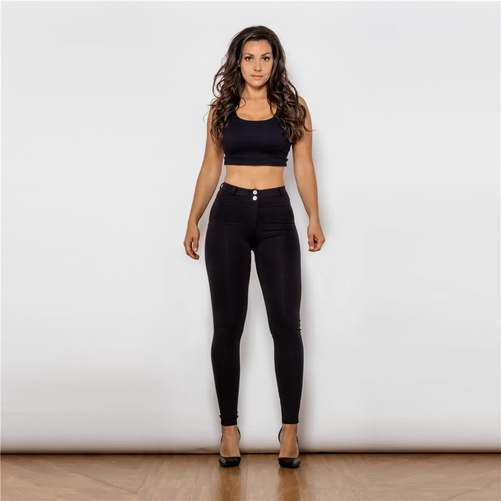 Damen Leggins Denim Look Leggings Sexy Push Up Jeans Hose Jeanshose Stretchhose