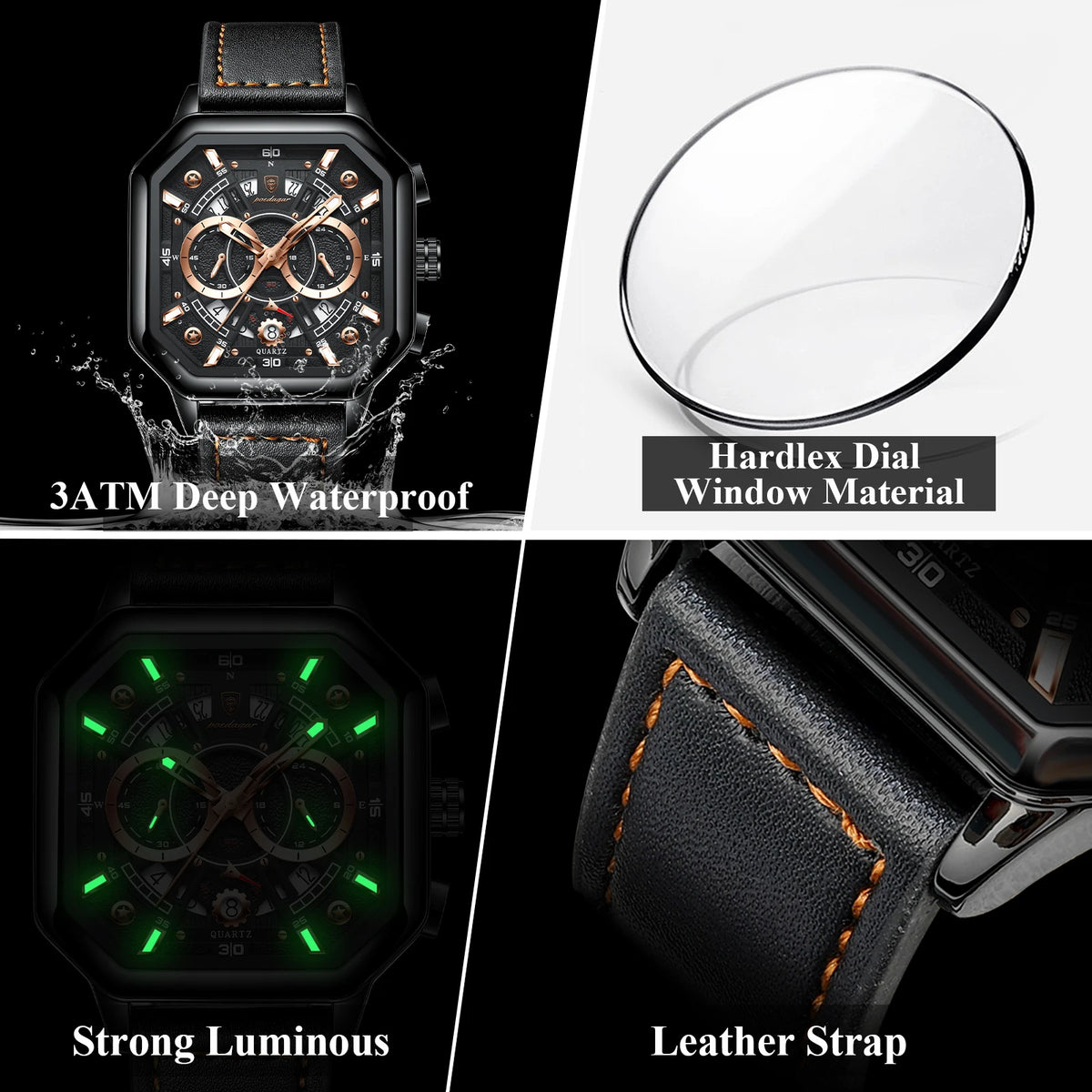 Herren Armbanduhr Digital Uhr Silber Edelstahl LED Quarzuhr Luxus Chronograph