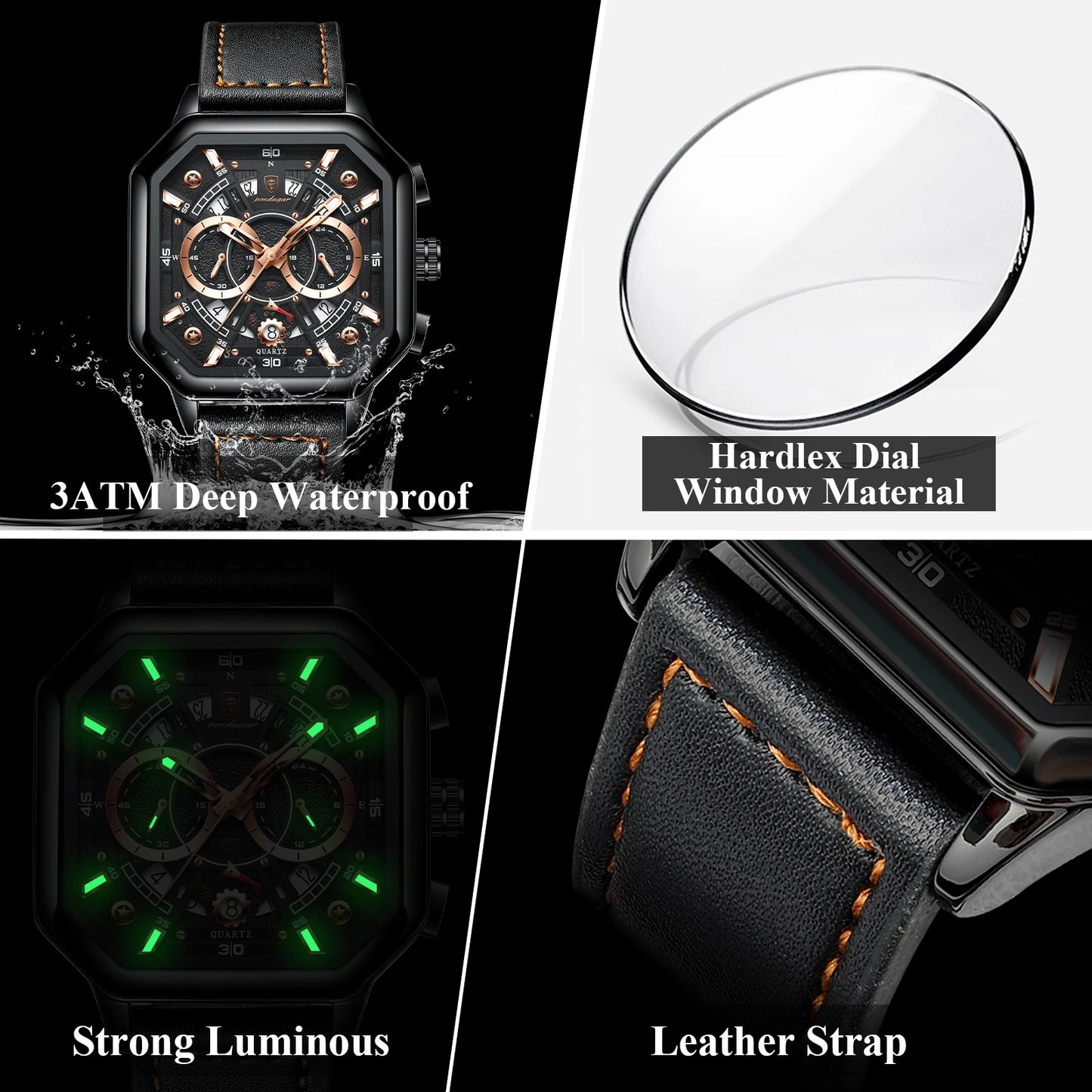 Herren Armbanduhr Digital Uhr Silber Edelstahl LED Quarzuhr Luxus Chronograph