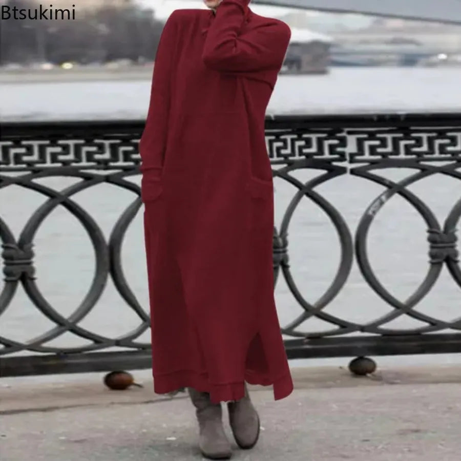 Damen Kapuzenpullover Minikleid Hoodie Sweatshirt Longtops Tunika Pullover Kleid