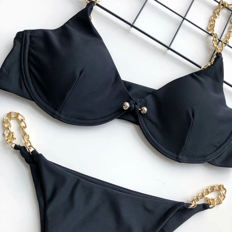 Frauen Bademode High Cut Bikini Set Sexy Push Up Badeanzug Damen Tanga Swimwear