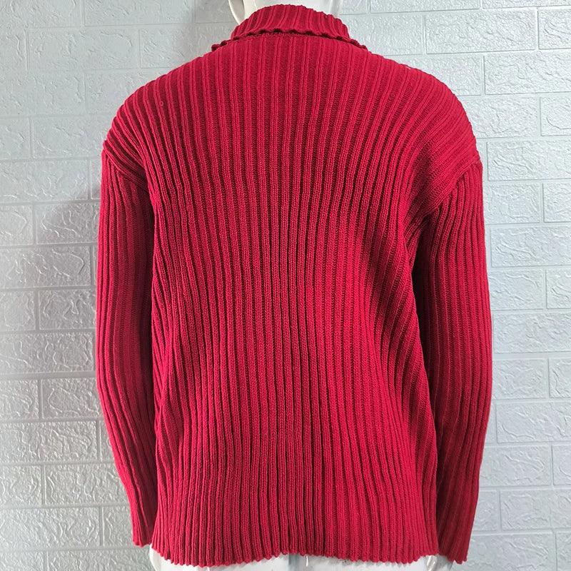 Herren Rollkragen Pullover Sweatshirt Pulli Zipper Sweater Shirt Langarmshirt
