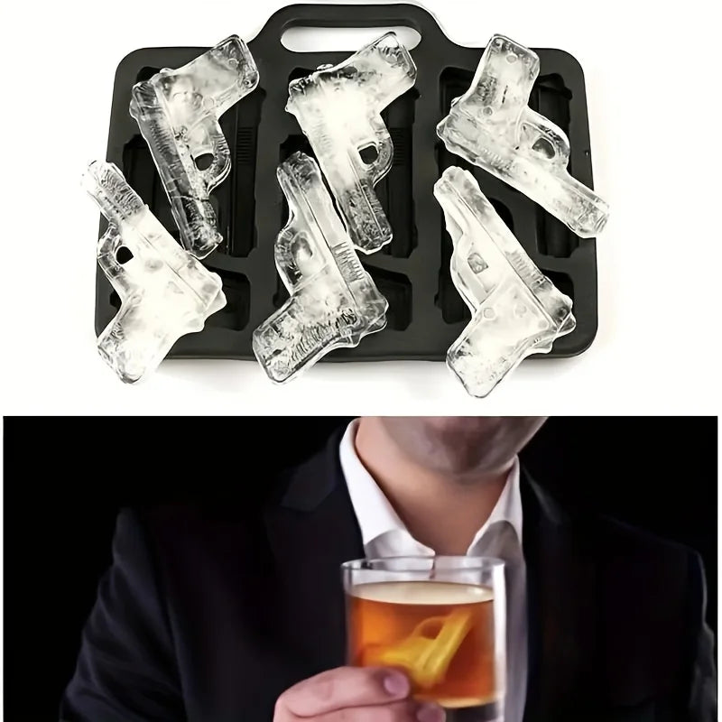 3D Silikon Eiswürfelform Pistole Gun Party Eiswürfel Cocktails Eiswürfelschale
