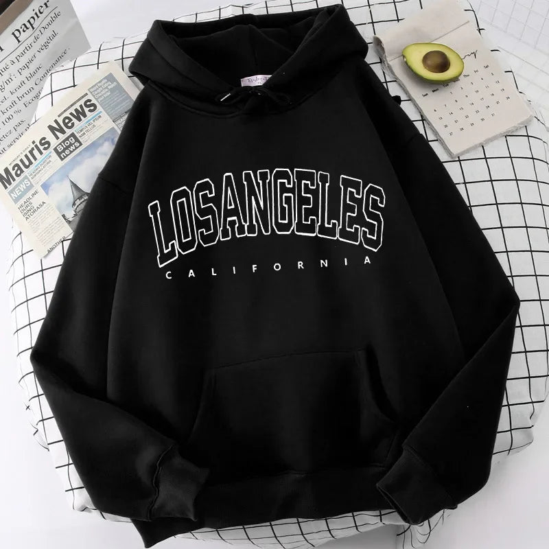 Felpa Con Cappuccio Donna Los Angeles Giacca Sportiva Hoodie Tuta Maglia Shirt