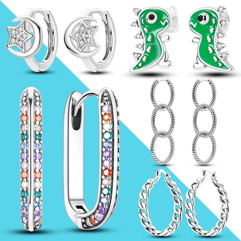 1 Paar Creolen aus 925 Sterling Silber Ohrringe Zirkonia Ohrstecker NEU