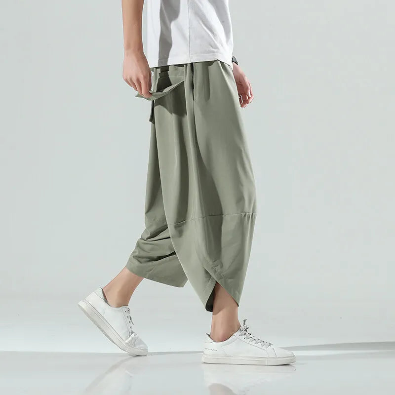 Herren Haremshose Chinesischer Stil Streetwear Vintage Wadenlang Sommerhose