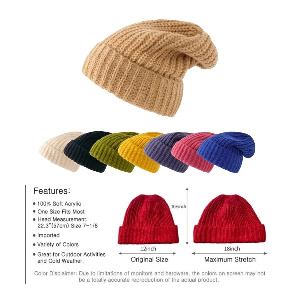 Winter Gestrickte frauen Hüte Schloss Temperatur Warme Unisex Caps Haut-freundliche Weiche Großen Kopf Woolen Beanie Kleidung Zubehör