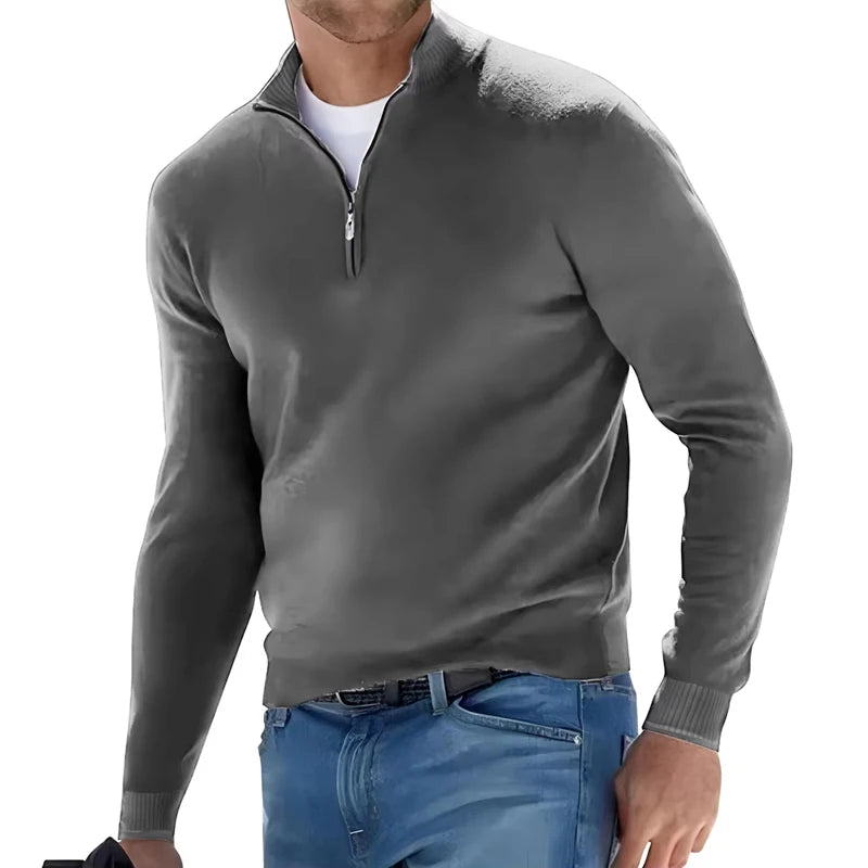 Herren Pullover Sweatshirt Troyer Pulli Sweater Stehkragen Zipper Langarmpulli