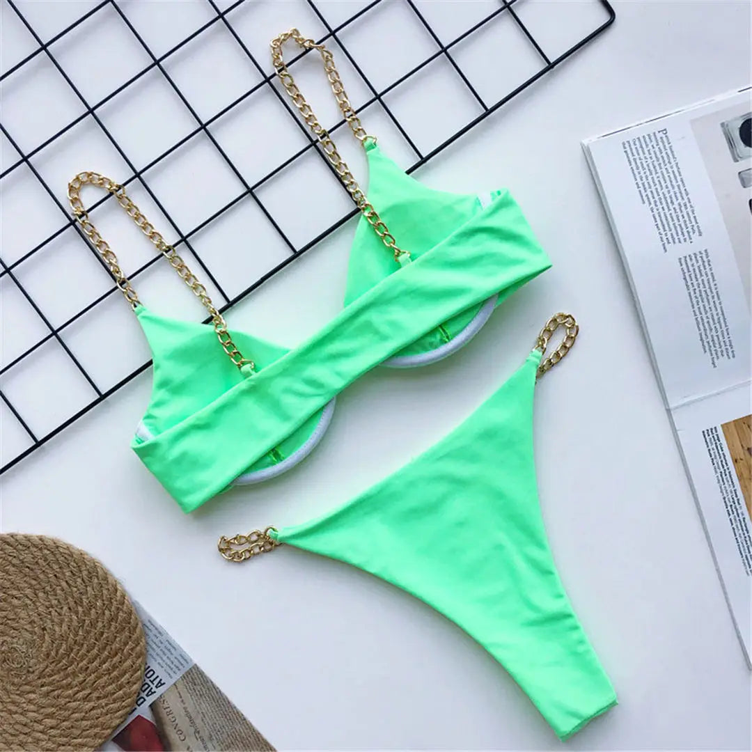 Frauen Bademode High Cut Bikini Set Sexy Push Up Badeanzug Damen Tanga Swimwear