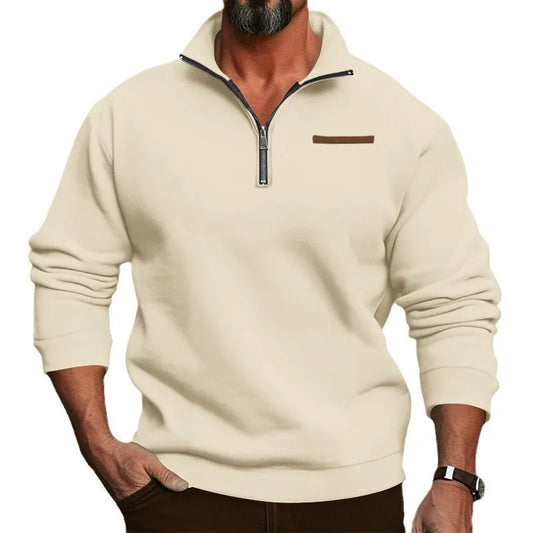 Herren Pullover Sweatshirt Troyer Pulli Sweater Stehkragen Zipper Langarmpulli