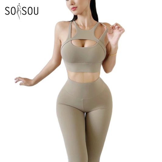 Damen Leggings Push Up Stretch Leggins Yoga Fitness Hose Sport BH Gym Set Top