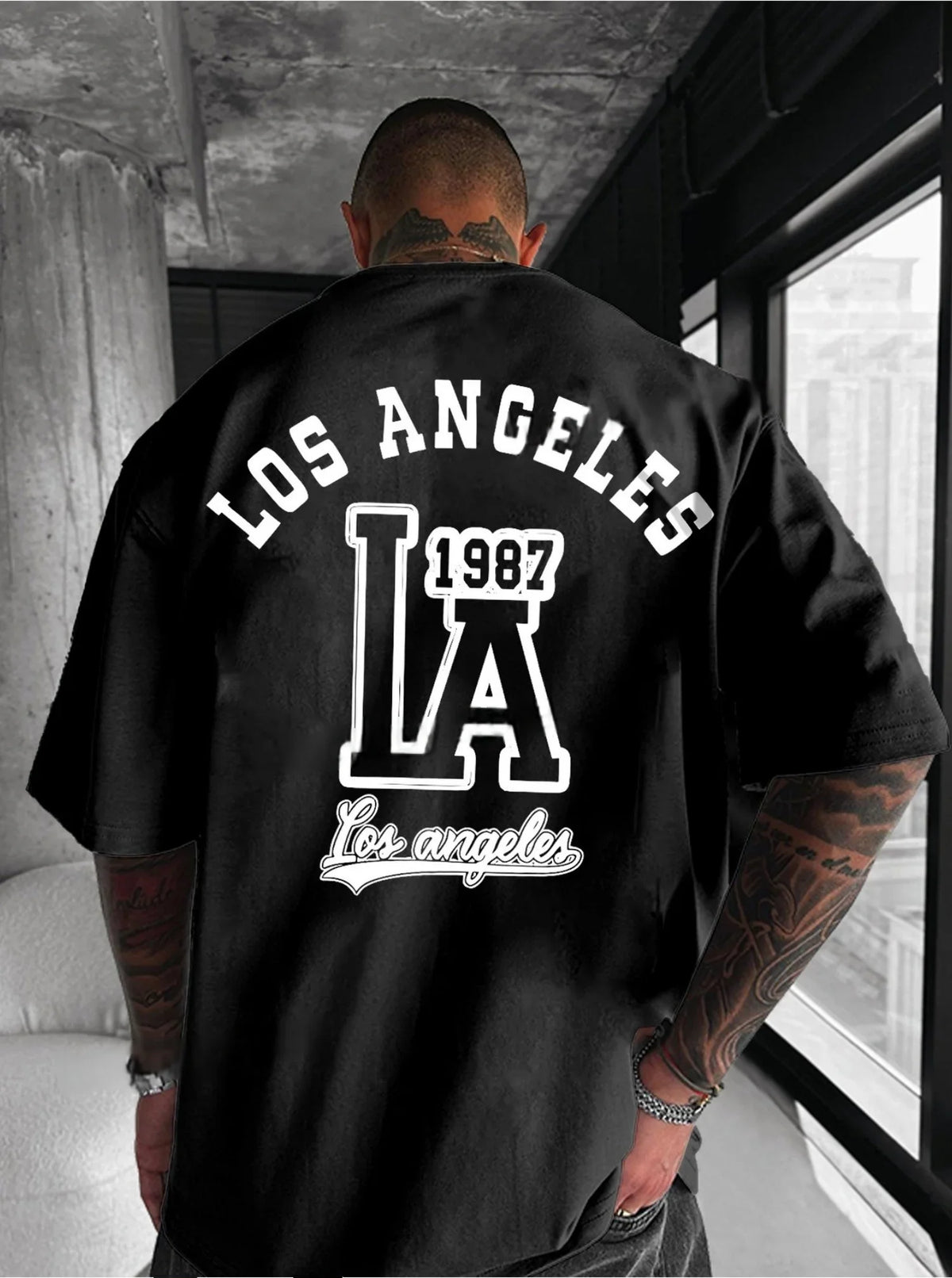 Herren T-Shirt Los Angeles Shirt Rundhals Streetwear Tank Top Hemd Polohemd
