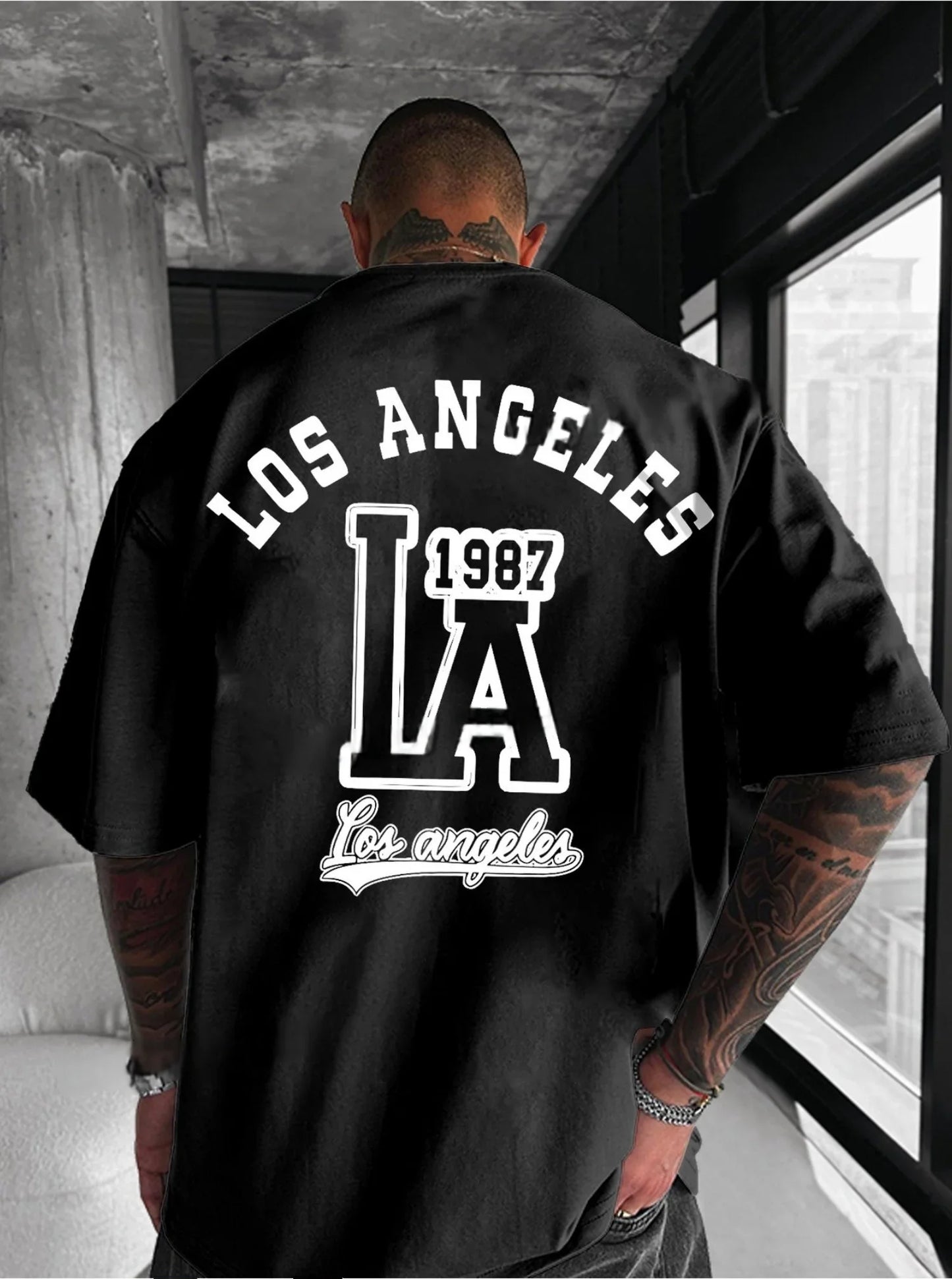 Herren T-Shirt Los Angeles Shirt Rundhals Streetwear Tank Top Hemd Polohemd