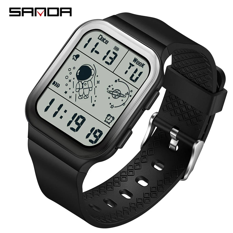 Herren Armbanduhr Digital Uhr Silber Edelstahl Quarzuhr Luxus Chronograph