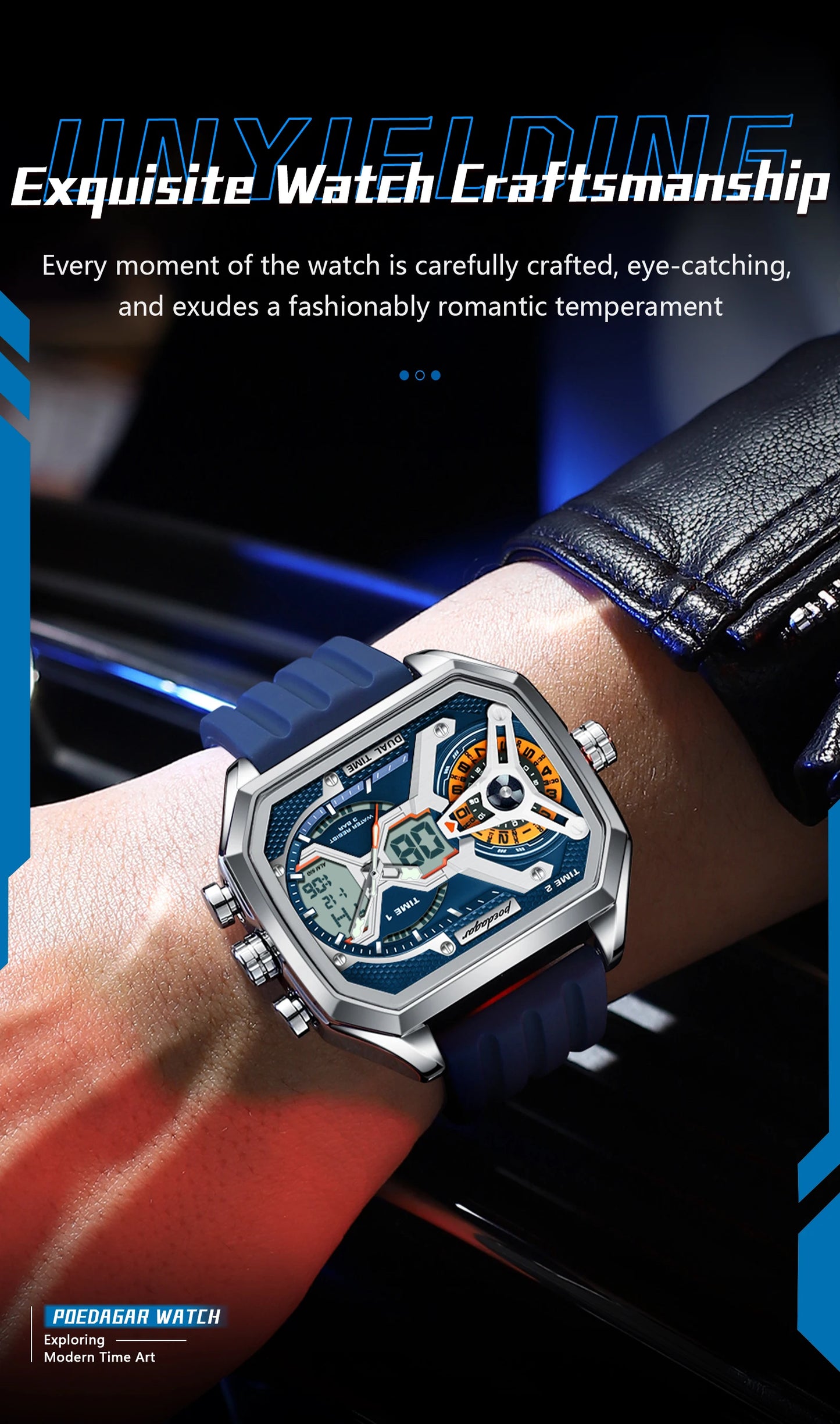 Orologio Uomo Quarzo Acciaio Inossidabile Orologio digitale Cronografo sportivo