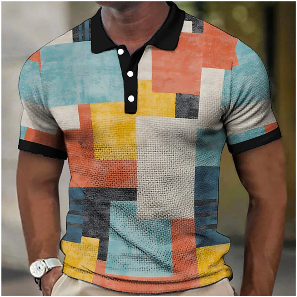 Herren Poloshirt POLO Shirt Zip Kontrast Kragen Kurzarm Slim Fit Hemd Polohemd