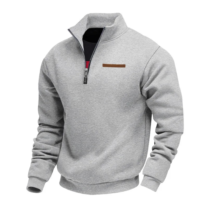 Herren Pullover Fleece Sweatshirt Troyer Pulli Sweater Stehkragen Langarmpulli