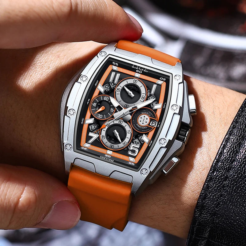 Herren Armbanduhr Silber Schwarz Edelstahl Quarzuhr Luxus Chronograph Business