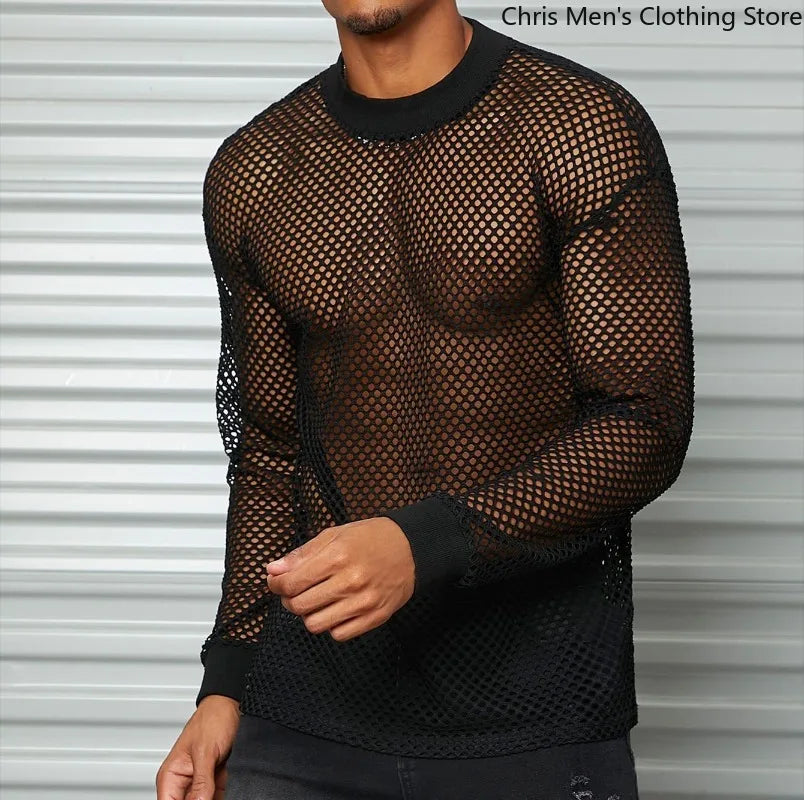 Fetisch Fashion Männer Oberteil Sexy Shirt Herren Body Hemd Transparent Clubwear