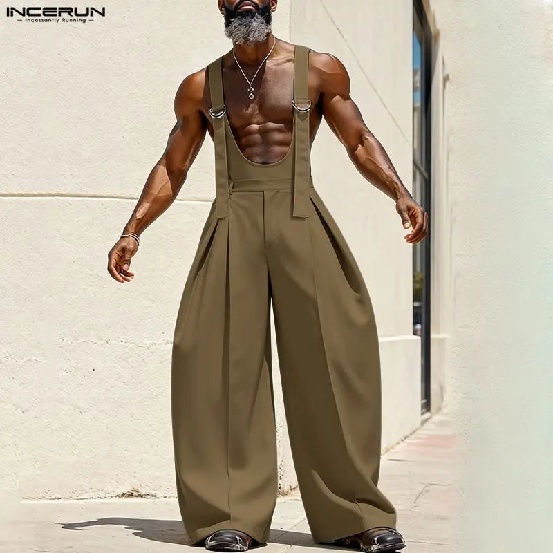 Männer Latzhose Hose Harems Pumphosen Pluderhosen Jogger Overalls Streetwear