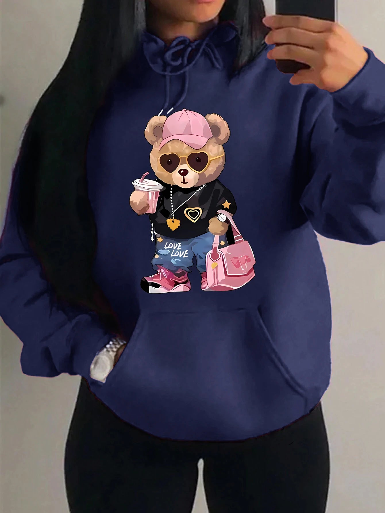 Teddybär Kapuzenpullover Sweatshirt Fleece Hoodie Pulli Damen Kapuzenpulli Shirt