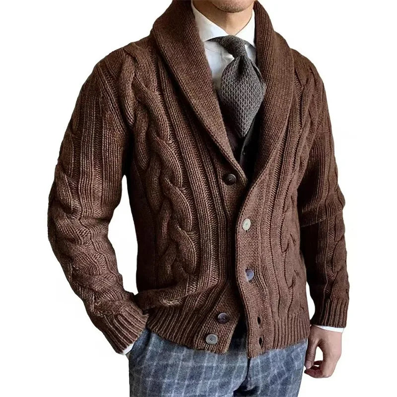 Herren Herbst Jacke Übergangsjacke Sweatjacke Sweater Strickjacke mit Zopfmuster