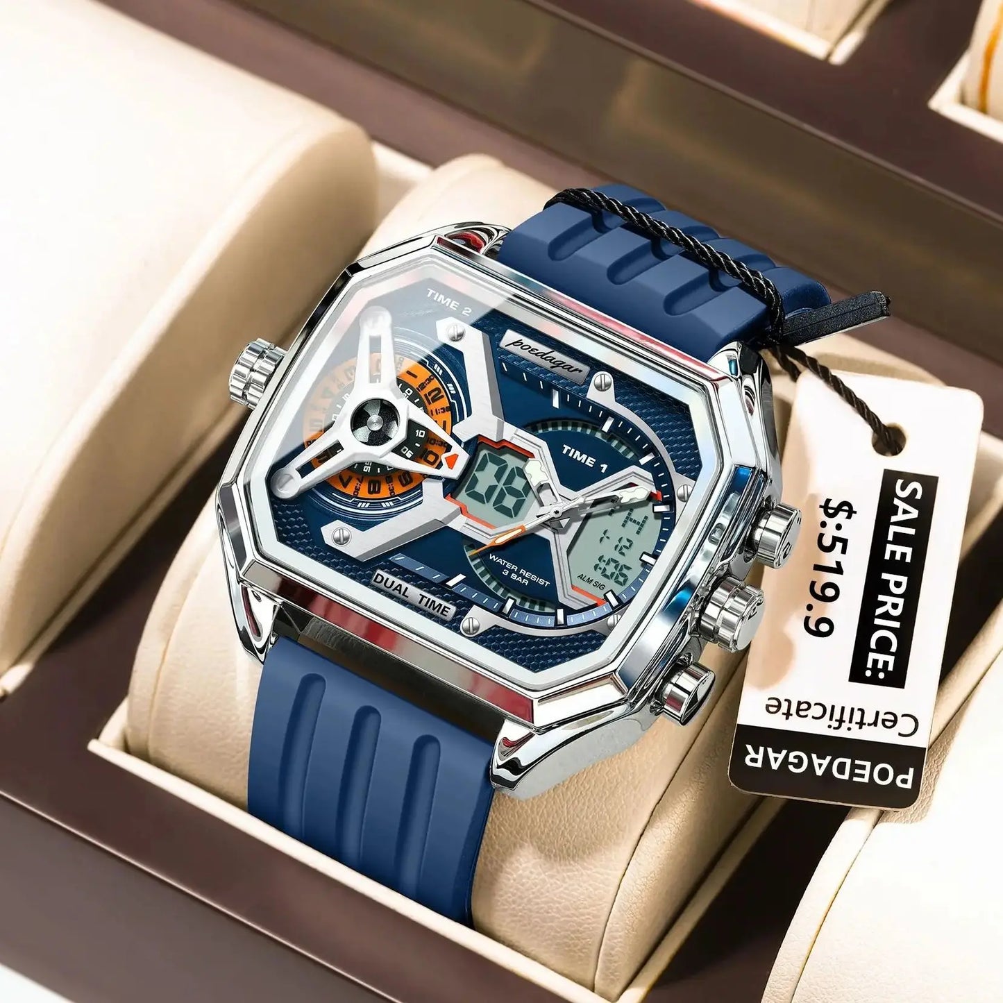 Orologio Uomo Quarzo Acciaio Inossidabile Orologio digitale Cronografo sportivo