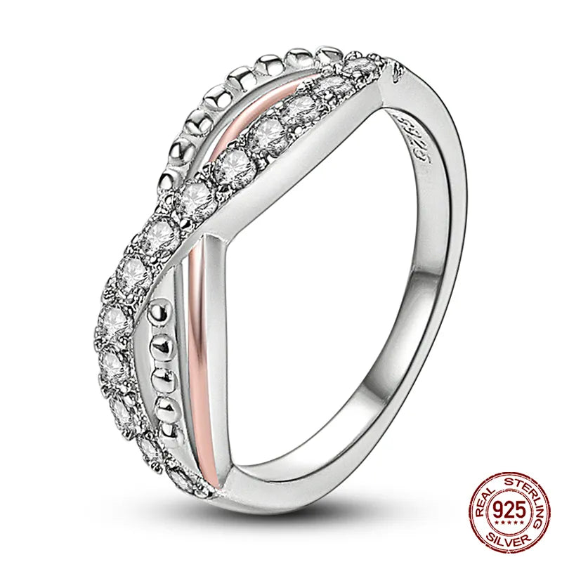 Massiv Sterling Silber 925 Ring filigran Fashion Damenring mit AAA Zirkonia