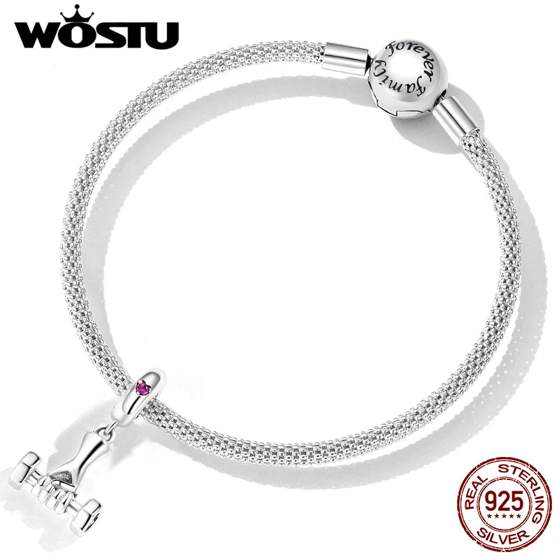 Charms Anhänger 925er Sterling Silber Charm Armband Gym Hantel Damen Geschenk