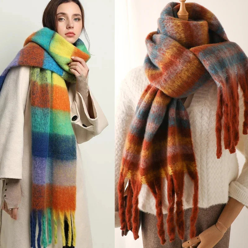 Damen Winterschal Viskose Stola Schlauchschal  Halstuch Strickschal Loop NEU